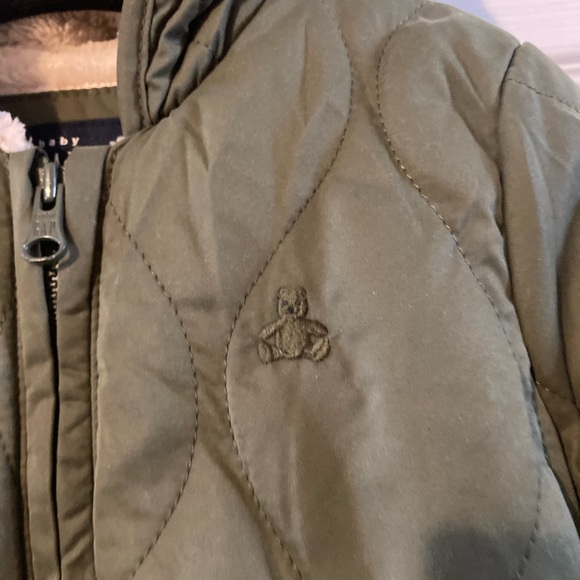 Baby Gap Olive Green Quilted Snowsuit With Hood Size 6-12 Months New Without Tag - Picture 2 of 9